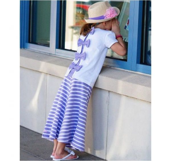 美國 RuffleButts - 小女童上衣-清爽白/後背紫蝴蝶結棉T