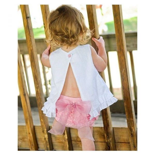 美國 RuffleButts - 小女童荷葉屁屁褲/包屁褲-甜美蝴蝶結淡粉