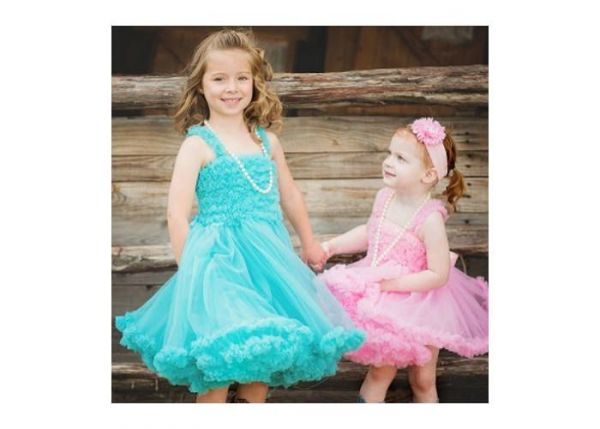 美國 RuffleButts - 優雅甜美蕾絲洋裝-湖水綠