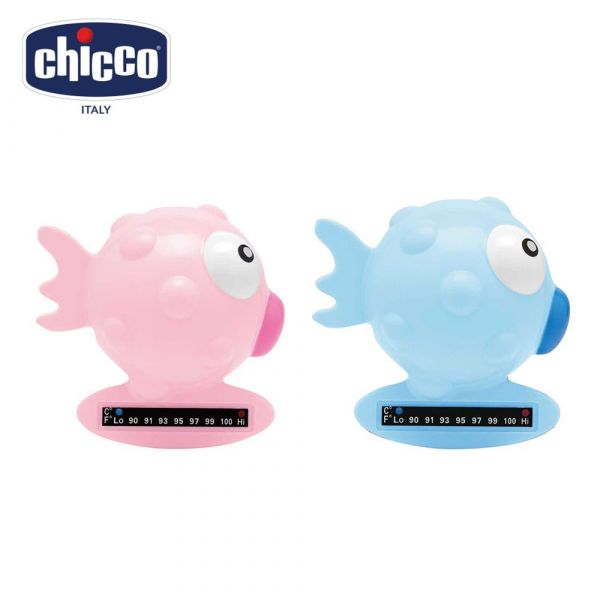 義大利 chicco - 小河豚沐浴溫度計-粉