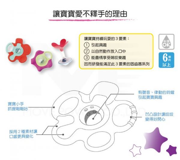 貝親 Pigeon - 搖鈴固齒器-紫莓星星(內附鈴鐺)-6m以上