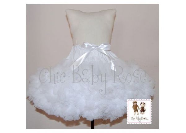 美國 Chic Baby Rose - 手工雪紡澎澎裙-純白（婚紗白） (單一尺寸)