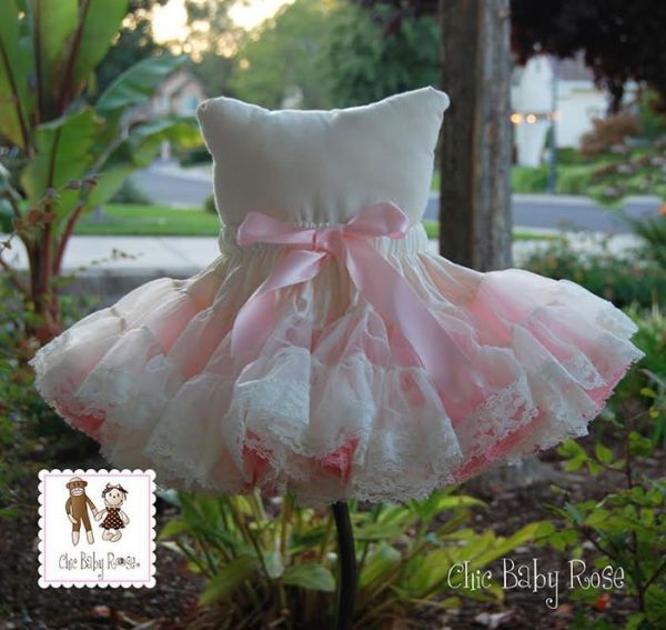 美國 Chic Baby Rose - 手工雪紡蕾絲澎澎裙-淡粉 / 米白 (單一尺寸)