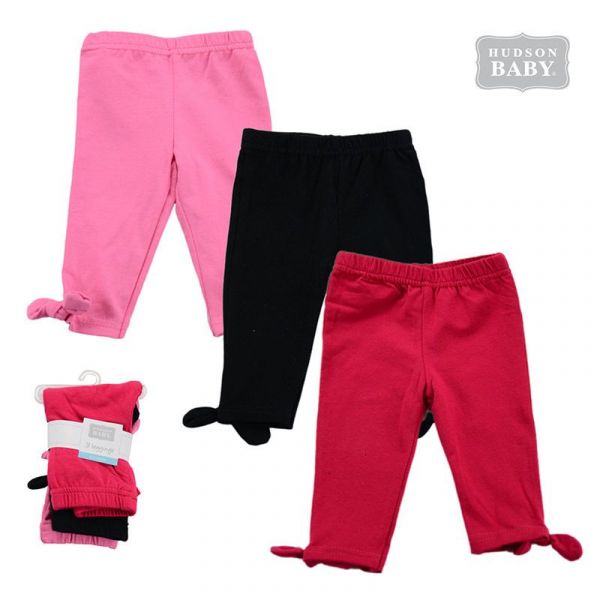 美國 Luvable Friends - 甜蜜寶貝嬰幼兒純棉長褲3件組-粉黑桃