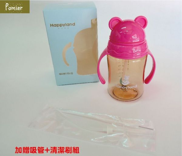 韓國 Pomier 朴蜜兒 - 韓製 HAPPYLAND Tritan 防脹氣十字孔自動果汁杯-水藍-280mL