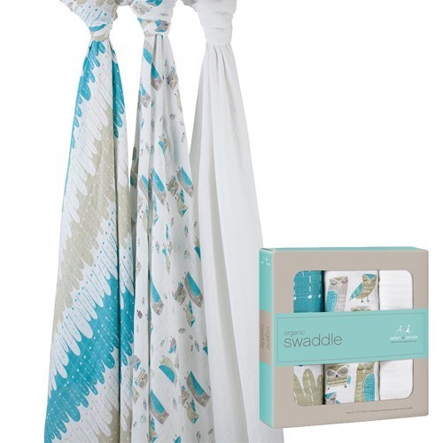 Aden+Anais - 有機棉包巾(3入)-聰明貓頭鷹