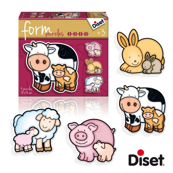 西班牙 Diset - 漸進式2.3.4.5片拼圖組-豬.牛.兔.綿羊-3 years