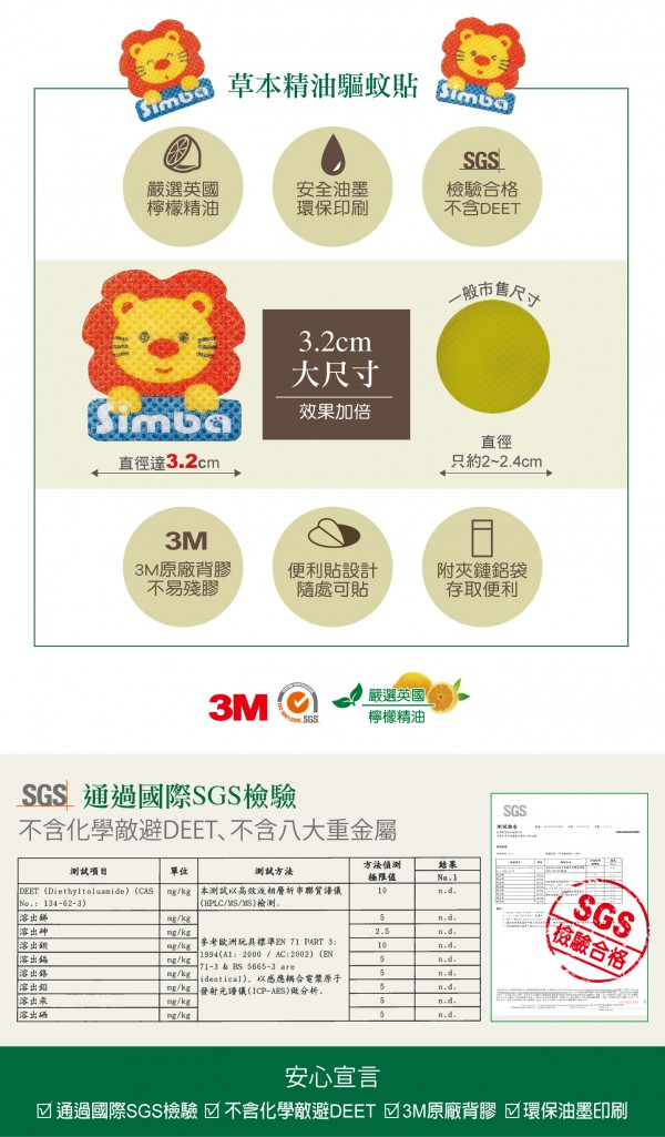 小獅王辛巴 草本精油驅蚊貼 (16枚/盒)