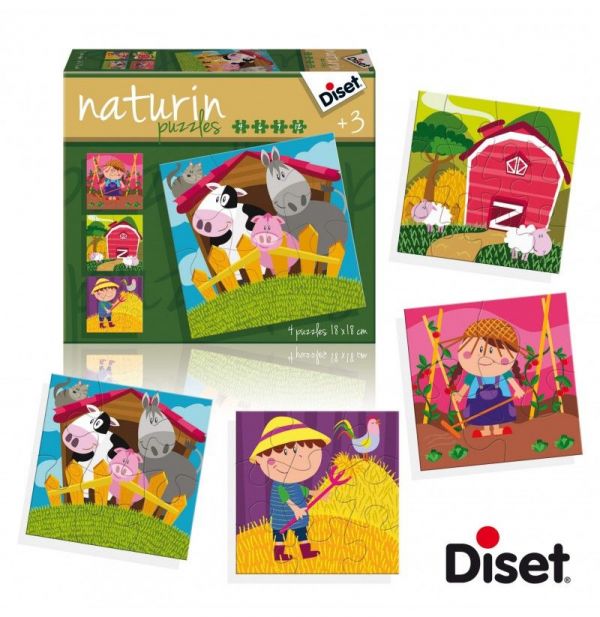 西班牙 Diset - 漸進式4, 6, 9, 12片拼圖組(農場)-3 years