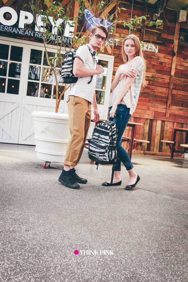 THINK PINK - 輕量後背包-條紋白