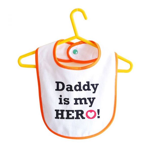 兜可愛o'lovely - 『心裡話』圍兜/好爸爸辛苦了1-daddy is hero+爸辛苦(桃紅)-兩件