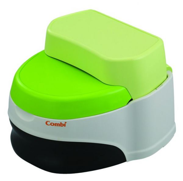 日本 Combi - 優質坐式分段訓練便器-贈Kuma Kun超純水嬰兒柔濕巾80抽促銷組-綠 (12個月起)