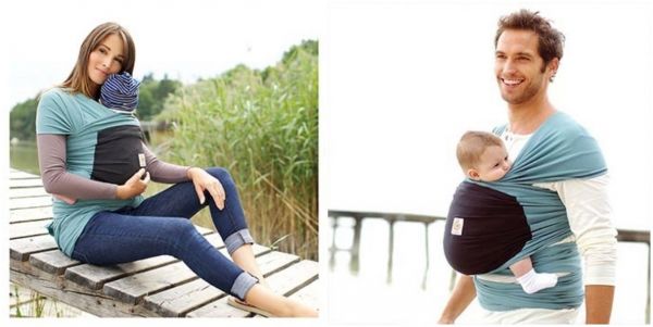 美國 ergobaby - 【包裹式】嬰兒揹巾/揹帶-湖水綠/黑色