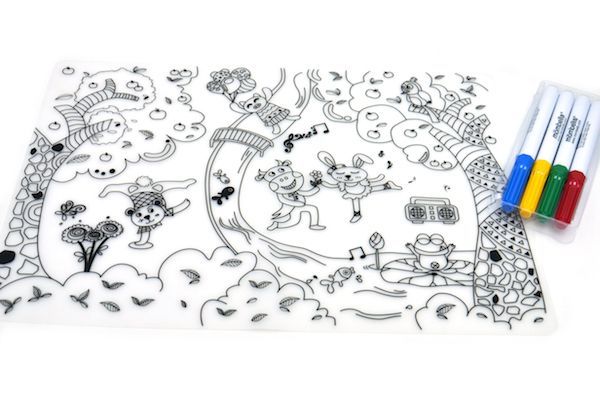 英國mombella 塗鴉矽膠餐墊(含四色塗鴉筆)