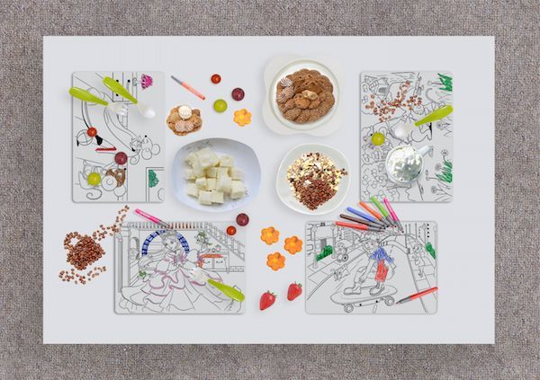 英國mombella 塗鴉矽膠餐墊(含四色塗鴉筆)