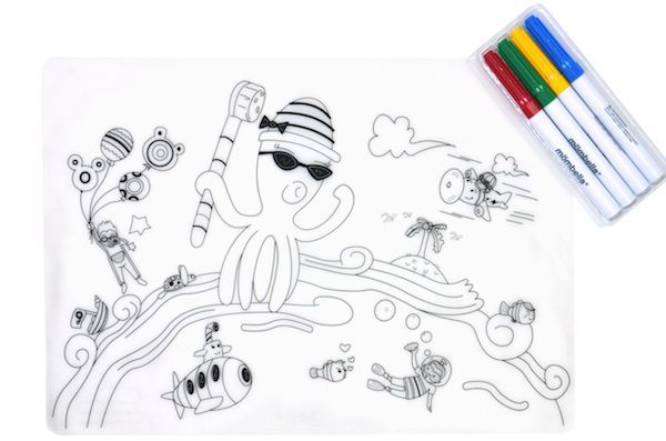 英國mombella 塗鴉矽膠餐墊(含四色塗鴉筆)