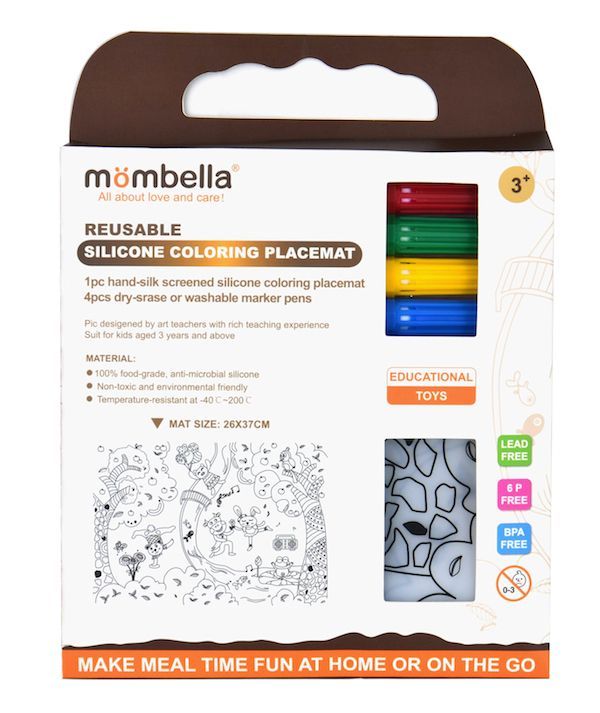 英國mombella 塗鴉矽膠餐墊(含四色塗鴉筆)