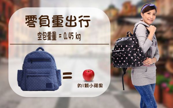 HanaBene 花花班尼 - 經典極輕量時尚多功能空氣包/媽媽包/親子包-中後背包-粉紅豹紋 (附側雙層小側包)