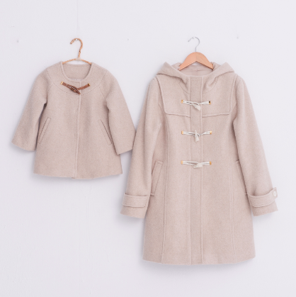 Marguerite - 希臘牧羊女神氣質雪花牛角釦羊毛大衣-米