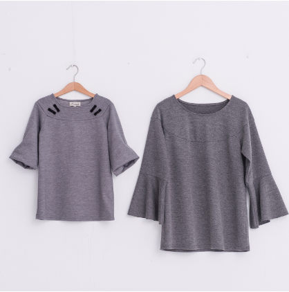 Marguerite - 氣質韓風浪漫傘袖上衣-深灰