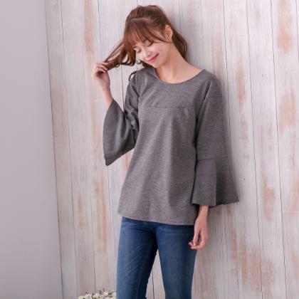 Marguerite - 氣質韓風浪漫傘袖上衣-深灰