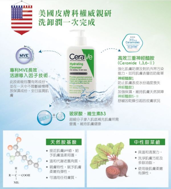 美國CeraVe絲若膚 - 保濕潔膚露 + 保濕乳霜-355ml+453g