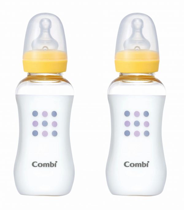 日本 Combi - 母乳力學 PES 奶瓶2入實用組-黃色-270mLx2