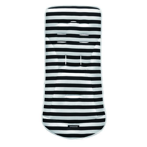 日本 Aprica - SMOOOVE 大三輪嬰幼兒手推車專用吸汗椅墊-黑白線 BK