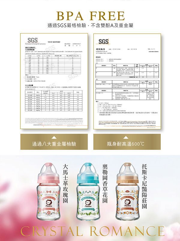 Simba 小獅王辛巴 - 蘿蔓晶鑽寬口葫蘆玻璃小奶瓶-托斯卡尼艷陽莊園-附寬口十字奶嘴-180ml/支