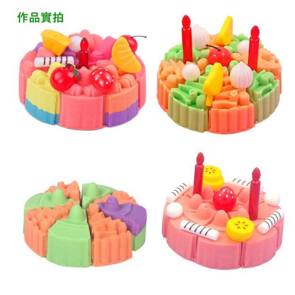 TUMBLING SAND 翻滾動力沙 - 1KG生日蛋糕組-1KG沙(藍色)+收納盒+生日蛋糕模具6件組+沙雕工具5件組