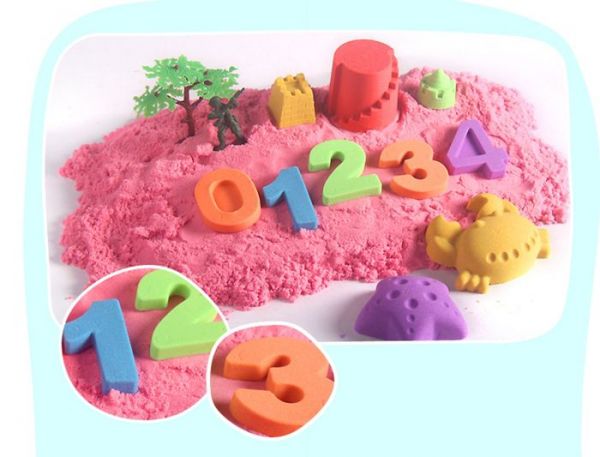 TUMBLING SAND 翻滾動力沙 - 5公斤認知學習升級組-5kg沙(原色)+收納箱(顏色隨機)+方形充氣沙盤+小城堡4件組+英文字母26件組+數字15件組+幾何圖形6件組