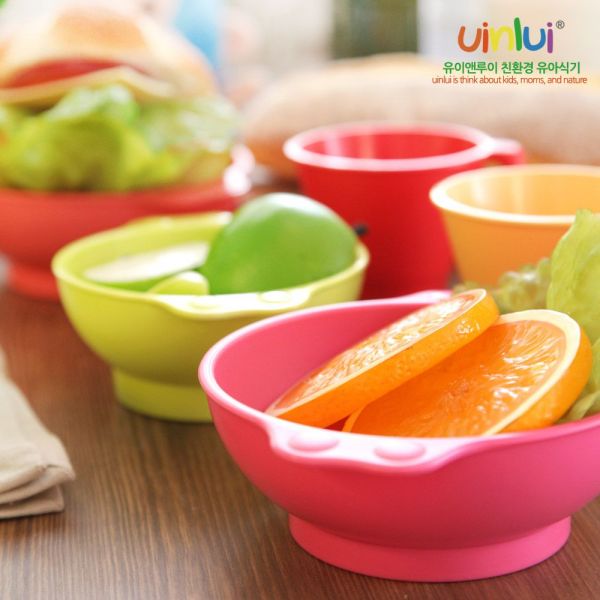 韓國 Uinlui - 寶寶天使餐盤-海藍色-7件式禮品套組