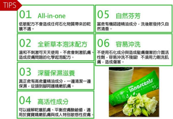 嬰樂香 Little Innoscents - 清新護膚組-頭髮與身體沐浴乳 原味(新配方)250ml+潤膚乳液100ml+爽身粉100g