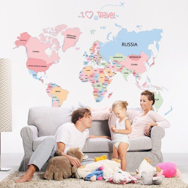 JB Design - 時尚壁貼-彩色世界地圖 (60cm*90cm)