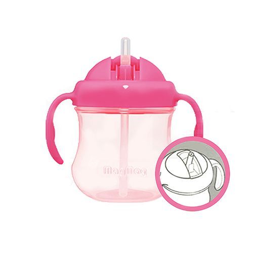 貝親 Pigeon - 防漏學習水杯/莫哭杯-吸管刷特惠組-吸管型 [第三階段-十字孔]-粉紅-200ml[8個月起]-莫哭杯x1+吸管刷x1