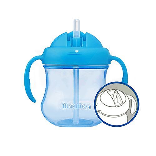 貝親 Pigeon - 防漏學習水杯/莫哭杯-吸管刷特惠組-吸管型 [第三階段-十字孔]-藍色-200ml[8個月起]-莫哭杯x1+吸管刷x1