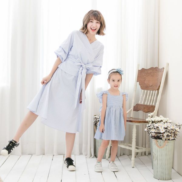 Marguerite - 藍天使條紋洋裝-淺藍