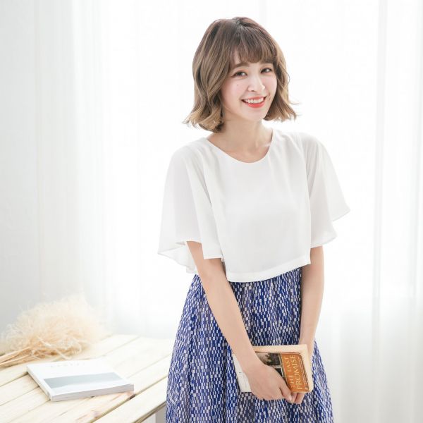 Marguerite - 奧莉維格紋修身氣質洋裝-藍