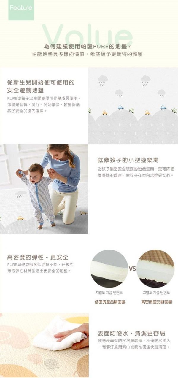 韓國 Parklon 帕龍 - 1.2CM puresoft雙面地墊-小汽車的冒險 (130x190x1.2cm)