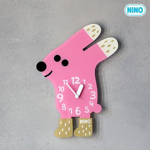 韓國 NINO - 韓國NINO HapPy TimE童趣時鐘-穿襪襪的兔兔(粉) (28*37cm)