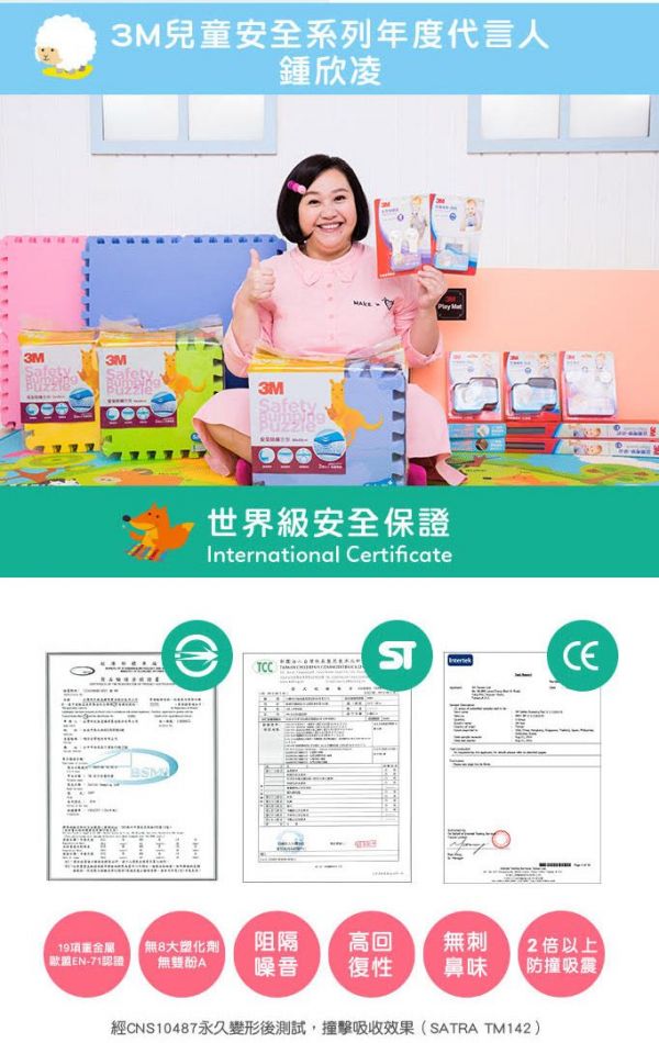 3M - 兒童安全遊戲地墊-雙面(動物+ABC)-送3M 兒童快乾頭巾一盒