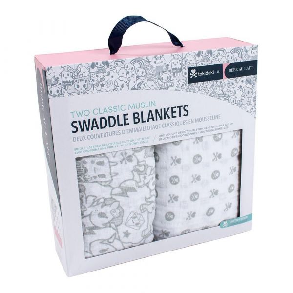 美國 Bébé au Lait - 經典棉紗布包巾-tokidoki 搗蛋限量聯名款-2 入裝