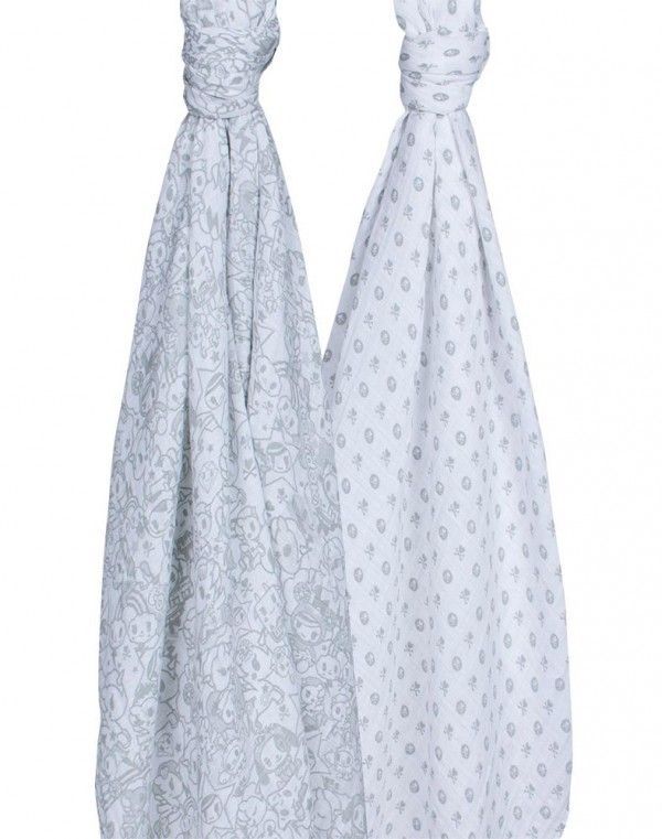 美國 Bébé au Lait - 經典棉紗布包巾-tokidoki 搗蛋限量聯名款-2 入裝