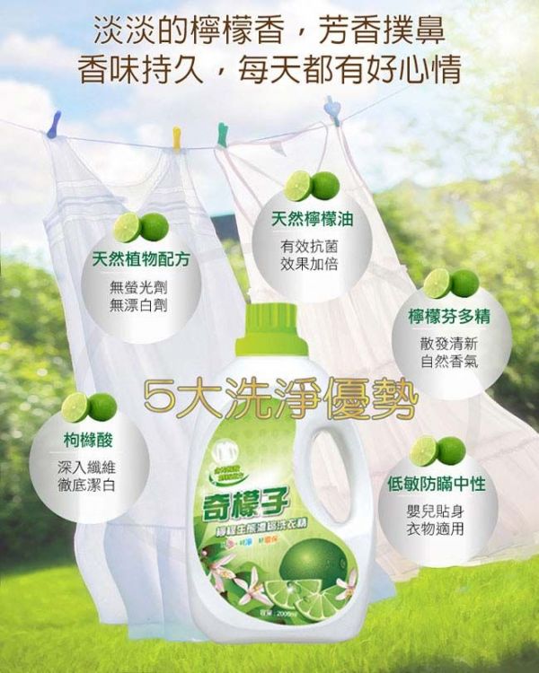 奇檬子 - 天然檸檬生態濃縮洗衣精-補充包-8包x2000ML