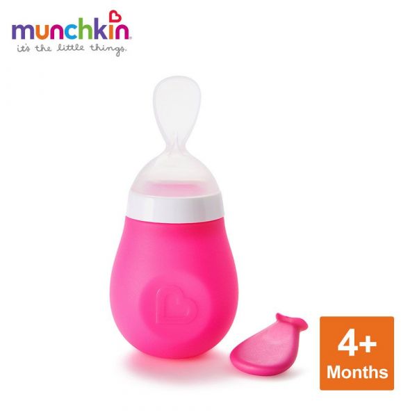 美國 munchkin - 擠壓式餵食湯匙-綠 (4M+)
