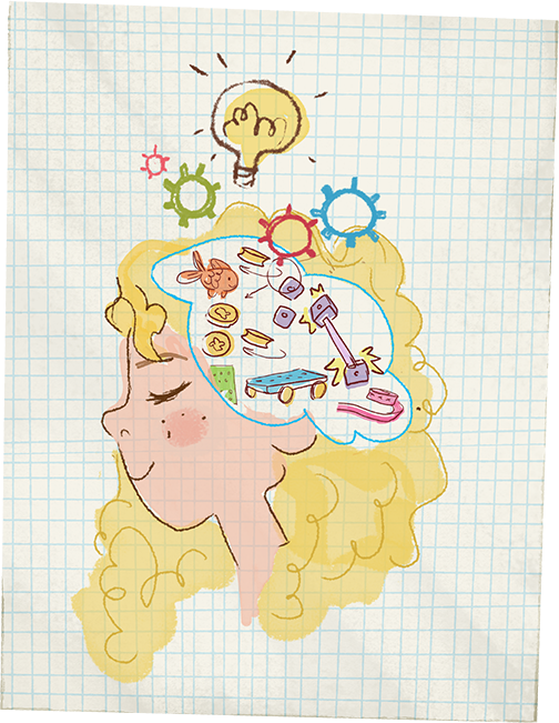 黛比在 Goldieblox 玩具裡讓聰明又勇敢的 Goldie 柯蒂帶著並引導寶貝動動手，搭配與生活相關的故事情節，用旺盛的好奇心來探索生命