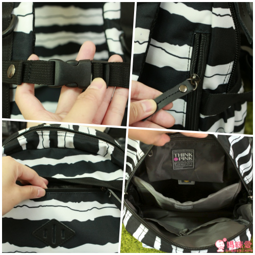 Think Pink 輕量後背包:條紋白