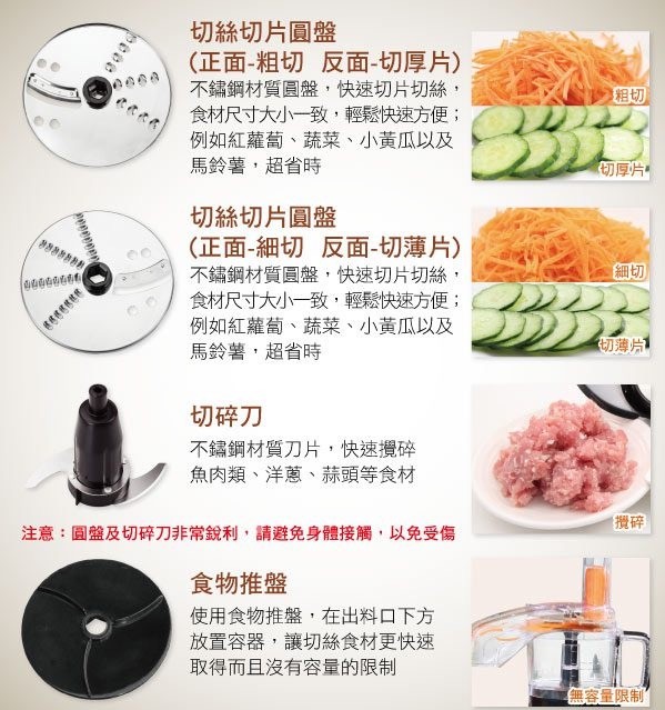 Princess 荷蘭公主 迷你四杯食物調理機【220500】能方便媽咪大量切絲、切片、絞碎也不會手痠唷!