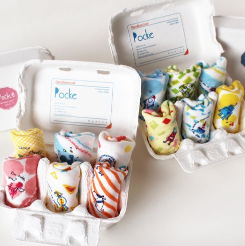 pocke 純棉小手巾六件組（附雞蛋盒包裝）