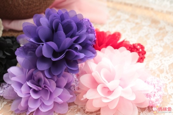 俏麗女童雪紡花髮帶